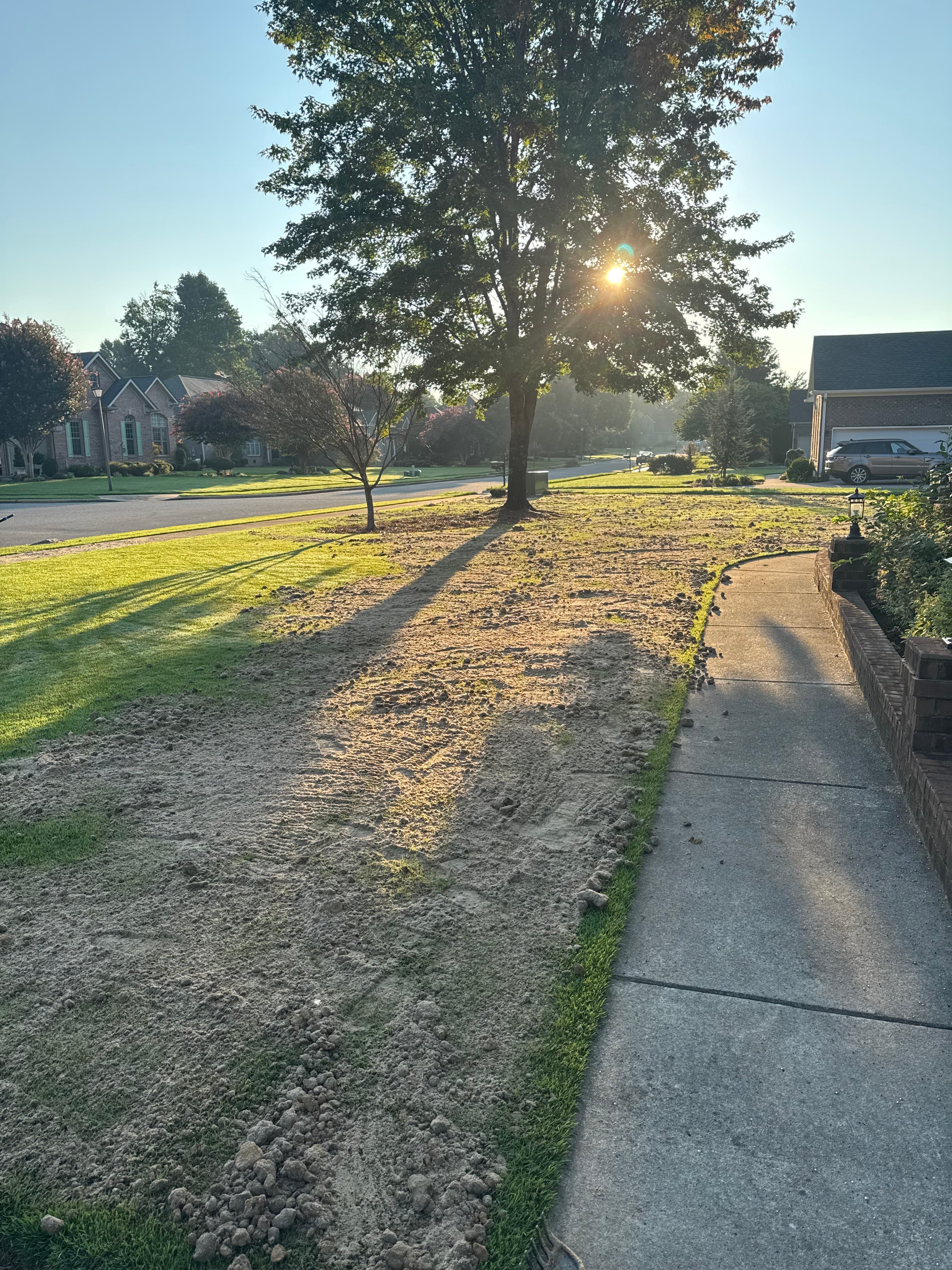 Sand leveling and top dressing, often paired with aeration, on a lawn in Madison, AL