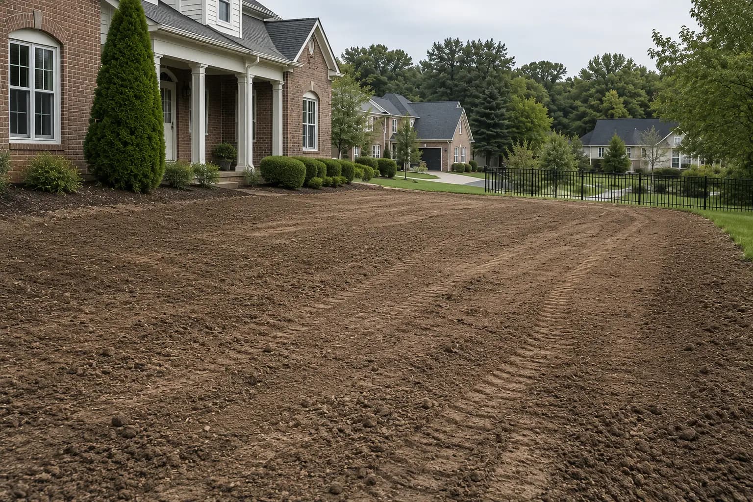 Yard grading and resloping work at a North Alabama home